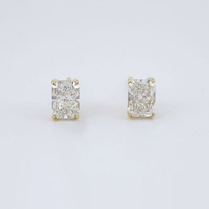 Boucles <span class=keywords><strong>d</strong></span>'oreilles minimalistes de luxe léger en or jaune 18 carats avec diamants de laboratoire taille Asscher en forme de cube de sucre, style français, et clous <span class=keywords><strong>d</strong></span>'oreilles en diamant - Product Image 3