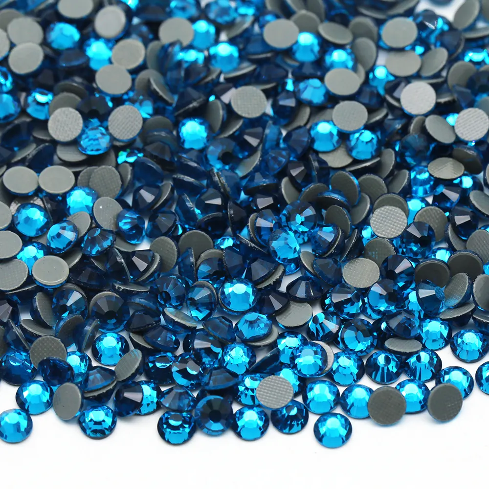 XULIN Wholesale SS3-SS50 Blue Zircon Flat Back Iron On Strass Transfer Hotfix Glass Rhinestones For Dance Costumes Design