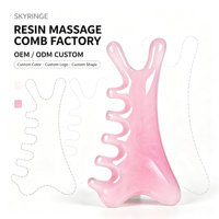 Peigne de massage du cuir chevelu en résine fait main, peigne à dents larges pour soulager le stress et se masser la tête, pour les soins capillaires et la relaxation
