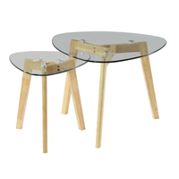 Ensemble de 3 tables basses gigognes multifonctionnelles en bois d'hévéa, design moderne et minimaliste, avec rangement, pliables, pour la maison
