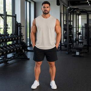 เสื้อยืดแขนกุดสตรีทแวร์ผู้ชาย รุ่น 8025 เสื้อยืดคอกลมพิมพ์ลายตามสั่ง เสื้อกล้ามสีพื้นเรียบง่าย สไตล์ลำลองสำหรับฤดูร้อน เสื้อกล้ามผู้ชาย - Product Image 2