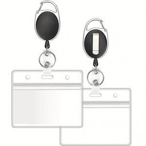 Cross Border Reusable Transparent Zinc Alloy <b>ID</b> Card <b>Holder</b> Easy Pull Retractable Buckle Waterproof Portable Metal Hook Lanyards - Product Image 4