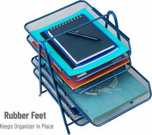 5 Tier <b>File</b> Tray Organizer Desk Paper <b>Document</b> Holder Desktop Storage for Office Home or School Organization Turquoise - Product Image 5