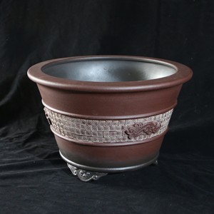 Maceta de Bonsái Yixing Zisha, Tallada a Mano con Patrón de Dragón Kui, Arcilla Púrpura, Estilo Antiguo, Maceta para Flores de Uso Doméstico, Diseño Tradicional - Product Image 4