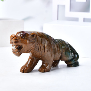 Sculptures de tigre sculptées à la main en pierre naturelle œil de tigre, artisanat en cristal, vente en gros - Product Image 6
