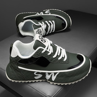 Chaussures de sport tendance pour hommes à semelle épaisse rehaussante, en PU, avec doublure en maille, color block, à lacets, style luxe léger