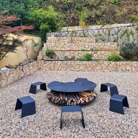 Meilleure vente, ensemble de meubles modernes de patio en acier avec table de foyer à bois pour jardin extérieur, table de foyer sans fumée