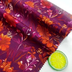 Tissu en coton biologique tissé pour vêtements féminins, design floral rouge personnalisé, tissu <span class=keywords><strong>imprimé</strong></span> 100% coton pour robes - Product Image 1