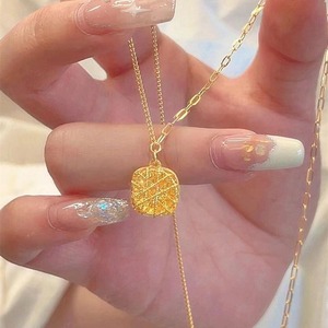 Geometric Gold Plated Square Necklace Zinc Alloy Sugar Cube Pendant Clavicle Chain Gift Jewelry - Product Image 1