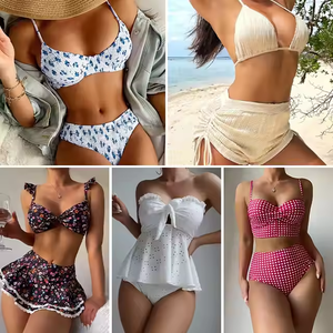 Zhang Bikini Set baju renang wanita motif bunga pakaian renang segitiga Thong baju renang Label pribadi baru untuk wanita grosir Bikini - Product Image 3