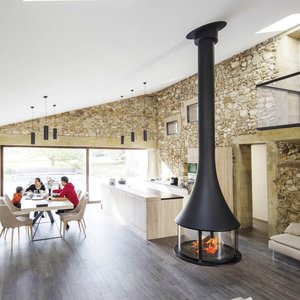 Chimenea Suspendida Independiente con Vista Giratoria de 360 Grados, Simulación de Llama de <span class=keywords><strong>Fuego</strong></span> Real Multicombustible, Estufa Atomizadora - Product Image 1