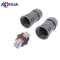Conector de Cable de Alimentación LED Tipo L Recto, Impermeable IP68, Conector de Cable de Empuje de 2 Pines
