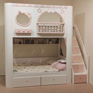 <span class=keywords><strong>Cama</strong></span> litera infantil de madera rosa con diseño de castillo de princesa, <span class=keywords><strong>cama</strong></span> litera colorida para niñas, juego de muebles infantiles - Product Image 4