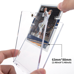 One Touch Magnetic <strong>Card</strong> Holder 35pt Toploader Clear Plastic Rigid Case For Trading <strong>Cards</strong> Magnet Case Protector - Product Image 2