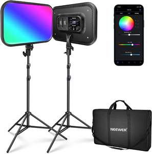 Panneau lumineux vidéo <span class=keywords><strong>LED</strong></span> RGB <span class=keywords><strong>NEEWER</strong></span> RGB168 de 18,3 pouces, prend en charge le contrôle par application et est livré avec un ensemble de deux trépieds - Product Image 1