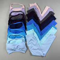 Ensemble 2 pièces pour femme : Soutien-gorge de sport asymétrique et Legging de yoga taille haute côtelé rembourré, pour la gym et l'entraînement, 25 couleurs