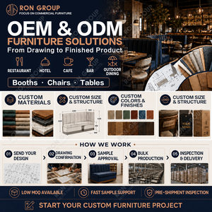 Conjunto de Muebles Comerciales para Restaurante Ron Group, Asientos Curvos de Cuero en Forma de Media Luna, Mesa Cuadrada de Mármol con Sillas - Product Image 6