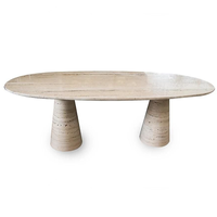Table à manger moderne en marbre de bonne qualité, design ovale pour salle à manger