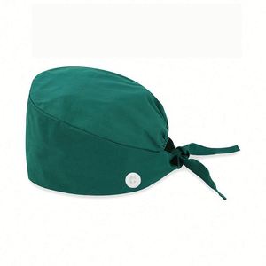 Scrub <b>Women</b> Nursing Surgical <b>Cap</b> Animals With Buttons Adjustable Breathable Turban Sweatband Tie Back Hat Promotion Gift - Product Image 1