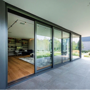 Porte coulissante en verre à double rail en alliage d'aluminium au design moderne, étanche et insonorisée pour appartements et villas en immeubles de grande hauteur - Product Image 1
