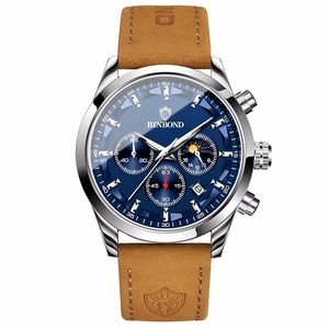 Montre chronographe de luxe pour homme, en acier inoxydable, étanche, avec calendrier, montre de sport classique, phase de lune, montre à quartz lumineuse - Product Image 4