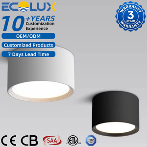 Foco cilíndrico Ecolux, iluminación LED interior montada en superficie de aluminio, accesorio de techo, luz descendente antideslumbrante - Product Image 1