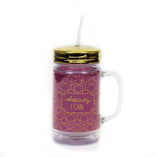 Банка с золотой крышкой mason объемом 16 унций, стаканы для холодной питьевой воды объемом 16 унций, пластиковая Акриловая банка с двойными стенками, не содержит Бисфенол А, каменная банка, чашка