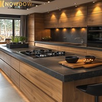 KNOWDOW Armoires de cuisine américaines Île de pierre frittée en peau de bois Personnalisation de la maison entière Villa Maison élégante