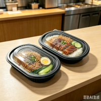 Boîte à lunch jetable en PP, prix de gros, pour préparation de repas, 2 compartiments, anti-fuite, compatible micro-ondes, conteneur alimentaire en plastique