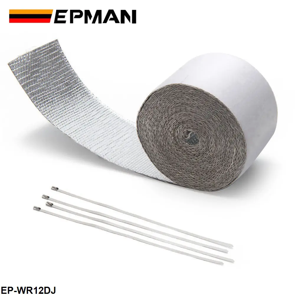 EPMAN 2 "x 5M nastro rinforzato in fibra di vetro resistente allo scudo termico involucro autoadesivo per tutti i tubo di aspirazione Kit EP-WR12DJ