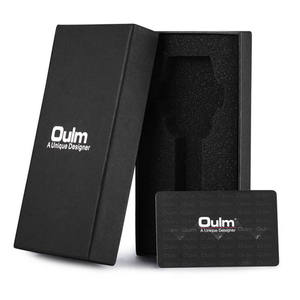 Caja para Reloj Oulm, Negra, Rectangular, de Alta Calidad, con Empaque de Papel, para Regalo de Lujo - Product Image 1