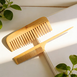 Eco Friendly Bamboo Hair Comb with Smooth <b>Rounded</b> Teeth for Gentle Detangling Comfortable Daily Hair Care - Product Image 1