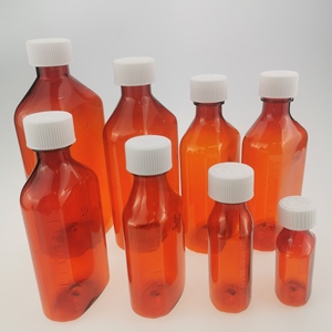 Conteneur de bouteille de liquide ambre de médecine de toux de sirop infusé aux herbes en plastique ovale - Product Image 6