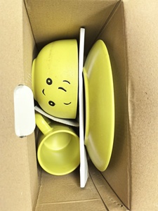 3PC Đồ Đá Quà Tặng trẻ em thiết lập tay sơn men bên tấm mì Bát có thể cốc dễ thương Nắp thực phẩm an toàn - Product Image 6