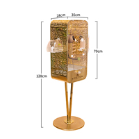 Cage à oiseaux de grande taille robuste avec support, panneau décoratif en feuille découpée au laser doré, façade en acrylique transparente, de qualité supérieure pour l'intérieur