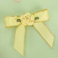 Rosettes en tissu artificiel Mini fleurs artisanat bricolage couture décoration mariage Festival petit ruban Roses avec feuilles vertes