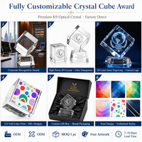 Trofeo de Cristal K9 Grabado con Láser 3D Personalizado al por Mayor, Texto y Logotipo Personalizados, Regalo de Reconocimiento Corporativo