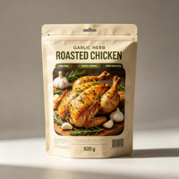 Sacs d'emballage gaufrés à fermeture éclair de qualité alimentaire en PE, type stand-up, pour poulet rôti et cuit au four