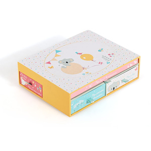 Luxury Biodegradable Baby <b>Memory</b> Gift <b>Box</b> with Ribbon Custom Logo Slide-Out Drawer and Small Drawer - Product Image 2