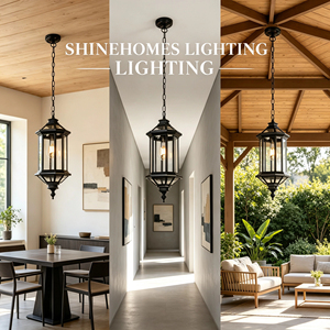 Lampe suspendue vintage en <span class=keywords><strong>fer</strong></span> forgé, aluminium et verre, étanche IP65, pour gazebo, véranda, restaurant, porche, plafond, jardin - Product Image 4