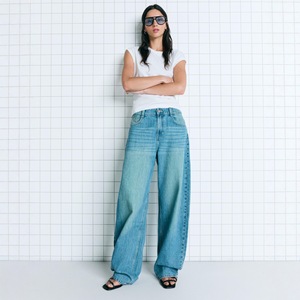 Vaqueros de mezclilla de cintura alta y pierna ancha para mujer, estilo retro lavado, corte bootcut, transfronterizos europeos y americanos - Product Image 2