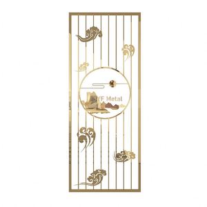 EX330 Modern Laser Cut Custom <b>Decorative</b> Metal <b>Screen</b> Dividers PVD Coating Stainless Steel Foldable Multifunctional Interior - Product Image 1