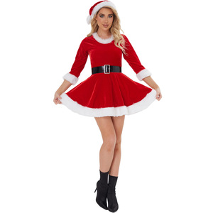 white christmas dresses Sexy Christmas Sweater Dress with Faux Fur Trim Dress / Red / One Size