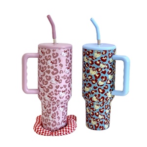 卡通图案 40 盎司 猫印花保温杯 儿童水瓶 水杯 带手柄 保温杯 节日礼物 - Product Image 1