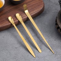 Cuillère à thé Pu-erh en acier inoxydable doré à long manche, cuillère à matcha, outil de préparation du thé, aiguille à dénuder, accessoires pour cérémonie du thé