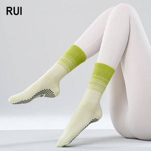 RUIQUWIN Wholesale <b>Women's</b> Cotton Antibacterial Non-slip Mid Calf Yoga Sports <b>Socks</b> Breathable Patchwork Indoor Pilates Spring - Product Image 1