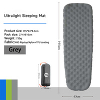 Matelas de camping en nylon 40D ultraléger Tapis de camping imperméable avec pliage facile et matelas gonflable