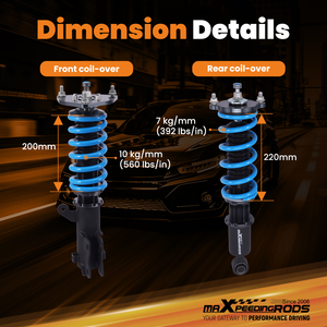 Amortisseurs réglables en camber MaXpeedingrods, amortisseurs à ressorts hélicoïdaux pour Mitsubishi Eclipse (3ème génération) D53A/D52A 2000-2005 - Product Image 6