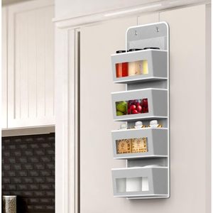 Organizador de Almacenamiento para Colgar Sobre la Puerta con 4 Bolsillos, Organizador de Armario Colgante para Productos de Bebé con Ventanas Transparentes, Color Gris - Product Image 3