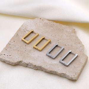Geometric Huggie Earrings Stainless Steel Square Hoop Minimalist Jewelry For Women Fashion Stud Earrings 2024 Trendy Design - Product Image 2